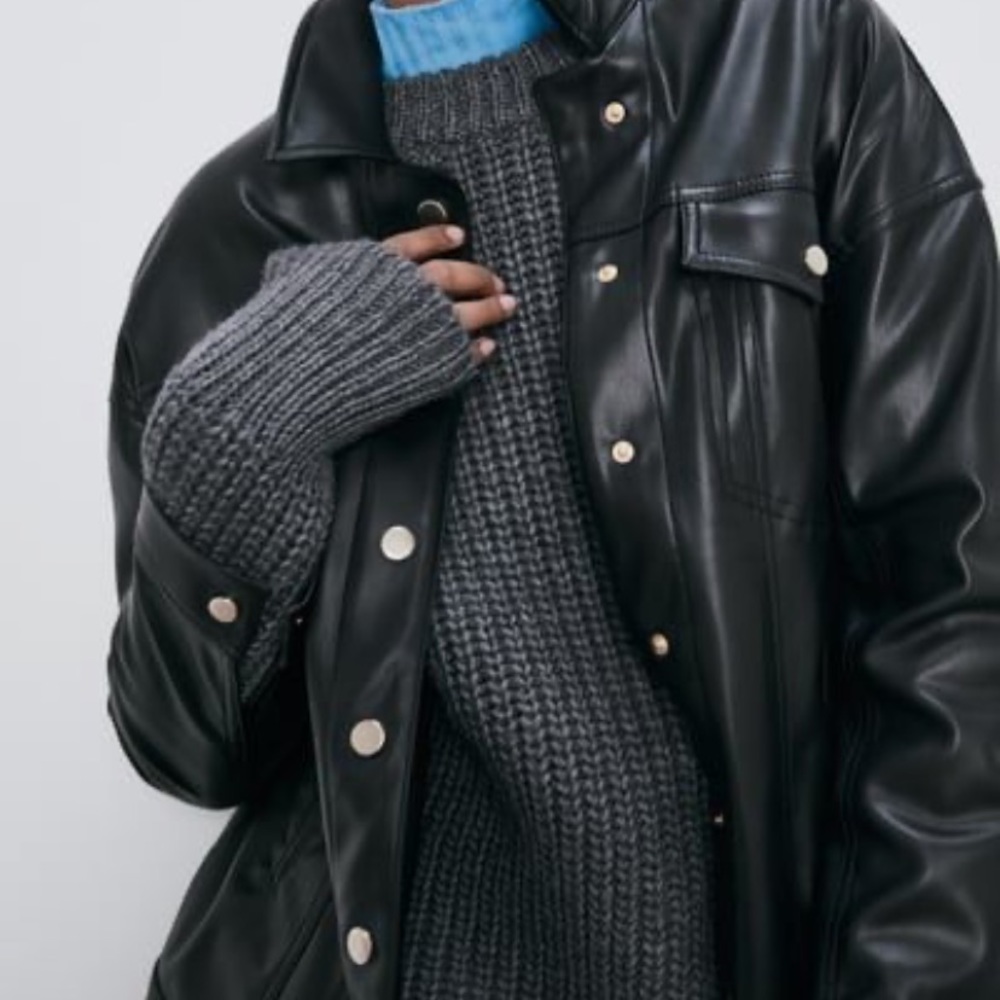 NWT ZARA FAUX LEATHER SHIRT JACKET SHACKET